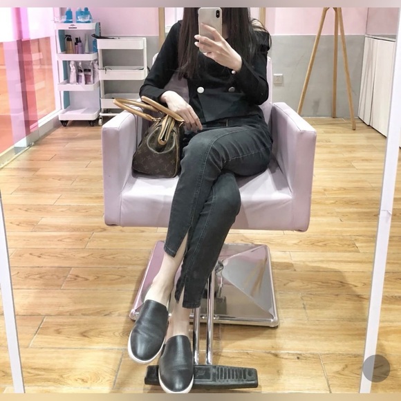 Ugg Cas Slip On Sneaker Casual Loafer Womens Shoe Black Leather Size